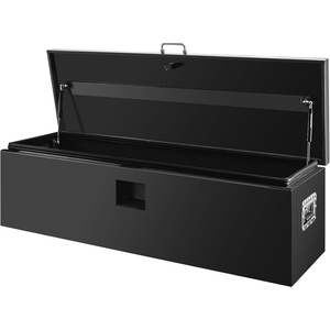 Heavy Duty Truck Bed Tool Box 24” Locking Steel Truck Toolbox with Front Pull Handle, Side Grab Handles, Dual Gas Struts, Weather-Resistant Powder Coated Storage Box for Pickup Truck Bed, RV, Trailer(Black)