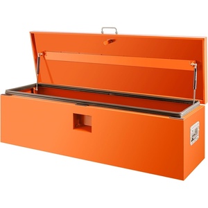 Heavy Duty Truck Bed Tool Box 24” Locking Steel Truck Toolbox with Front Pull Handle, Side Grab Handles, Dual Gas Struts, Weather-Resistant Powder Coated Storage Box for Pickup Truck Bed, RV, Trailer(Orange)