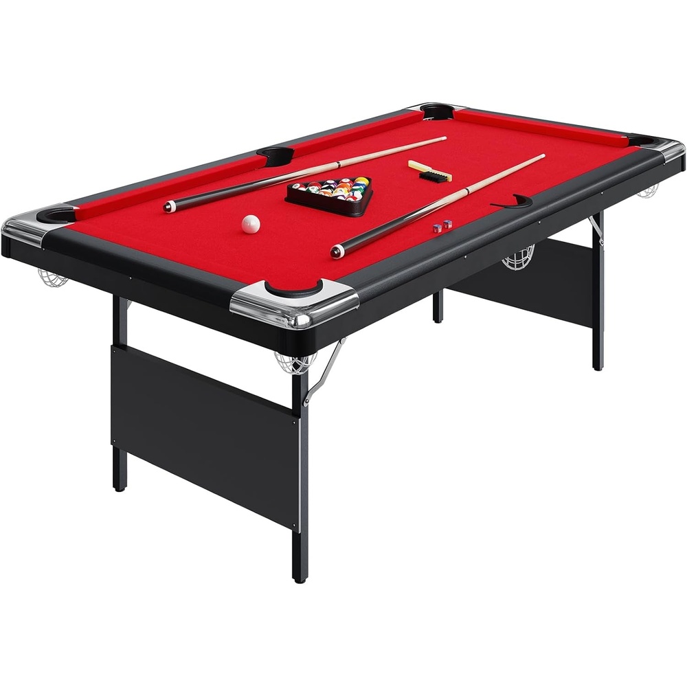 image:imageGarvee 67 Billiards Table Adults Folding Billiards Tables Portable Pool Table Pool Tables Set for Family Game Room Adult Rrec Room Basements Man Cave or Garage GreenRed