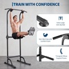 Power Tower Home Gym Strength Training Station Adjustable 10 Height Levels, Heavy-Duty Chin-Up Tower with Parallel Dip Handles, Bodyweight Workout Equipment for Pull-Ups, Dips, Knee Raises, Push-Ups, 330 Lb Capacity(Black)