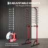 Power Tower Home Gym Strength Training Station Adjustable 10 Height Levels, Heavy-Duty Chin-Up Tower with Parallel Dip Handles, Bodyweight Workout Equipment for Pull-Ups, Dips, Knee Raises, Push-Ups, 330 Lb Capacity(Red)
