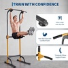 Power Tower Home Gym Strength Training Station Adjustable 10 Height Levels, Heavy-Duty Chin-Up Tower with Parallel Dip Handles, Bodyweight Workout Equipment for Pull-Ups, Dips, Knee Raises, Push-Ups, 330 Lb Capacity(Yellow)