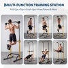 Power Tower Home Gym Strength Training Station Adjustable 10 Height Levels, Heavy-Duty Chin-Up Tower with Parallel Dip Handles, Bodyweight Workout Equipment for Pull-Ups, Dips, Knee Raises, Push-Ups, 330 Lb Capacity(Yellow)