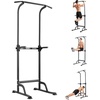 Power Tower Home Gym Strength Training Station Adjustable 10 Height Levels, Heavy-Duty Chin-Up Tower with Parallel Dip Handles, Bodyweight Workout Equipment for Pull-Ups, Dips, Knee Raises, Push-Ups, 330 Lb Capacity(Black)