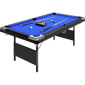 Garvee 6-7 Billiards Table, Adults Folding Billiards Tables, Portable Pool Table, Pool Tables Set for Family Game Room, Adult Rrec Room, Basements, Man Cave or Garage, Green(Blue)