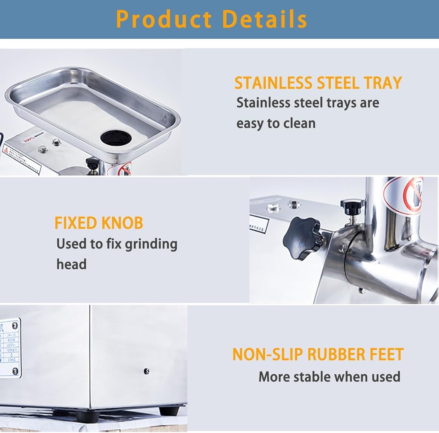 image:image1500W Commercial Electric Meat Grinder Heavy Duty Stainless Steel Mincer with 770 Lbs Per Hour Output Industrial Food Processing Machine with 2 Blades 2 Grifting Plates and Sausage Stuffer800W