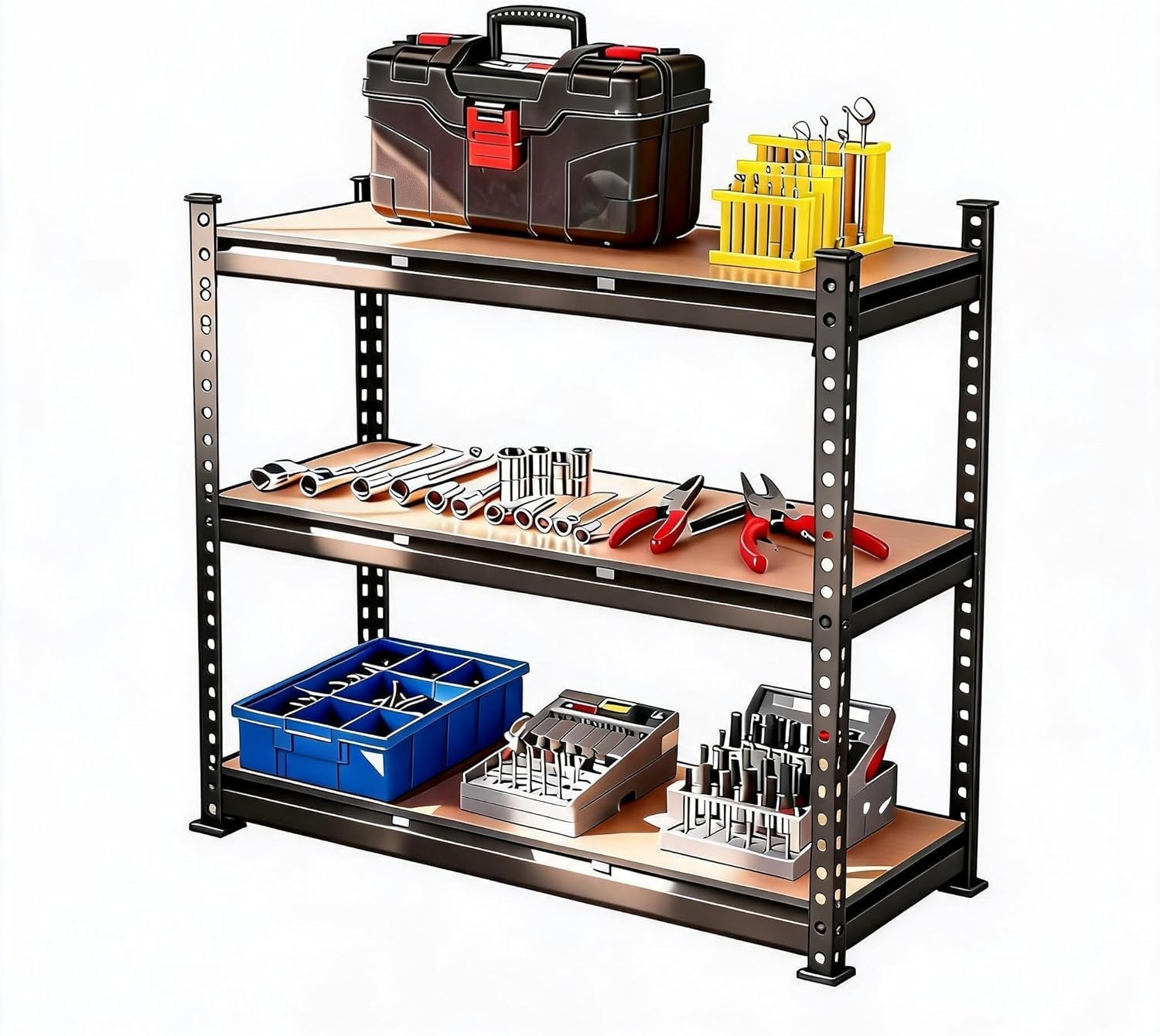image:image5Tier Adjustable Metal Storage Shelving Unit 36x18x72 Inch Heavy Duty Garage Shelf Rack 2000 LBS Weight Capacity Industrial Utility Organizer Shelves for Warehouse Basement Home GarageBlack