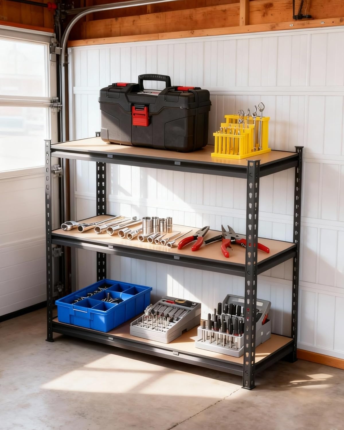 image:image5Tier Adjustable Metal Storage Shelving Unit 36x18x72 Inch Heavy Duty Garage Shelf Rack 2000 LBS Weight Capacity Industrial Utility Organizer Shelves for Warehouse Basement Home GarageBlack