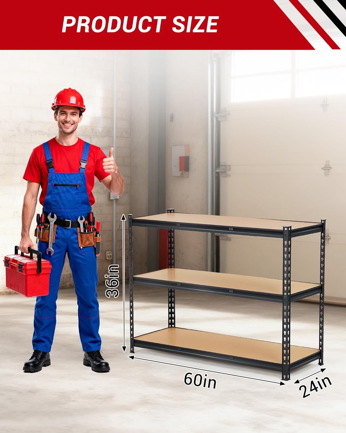 image:image5Tier Adjustable Metal Storage Shelving Unit 36x18x72 Inch Heavy Duty Garage Shelf Rack 2000 LBS Weight Capacity Industrial Utility Organizer Shelves for Warehouse Basement Home GarageBlack