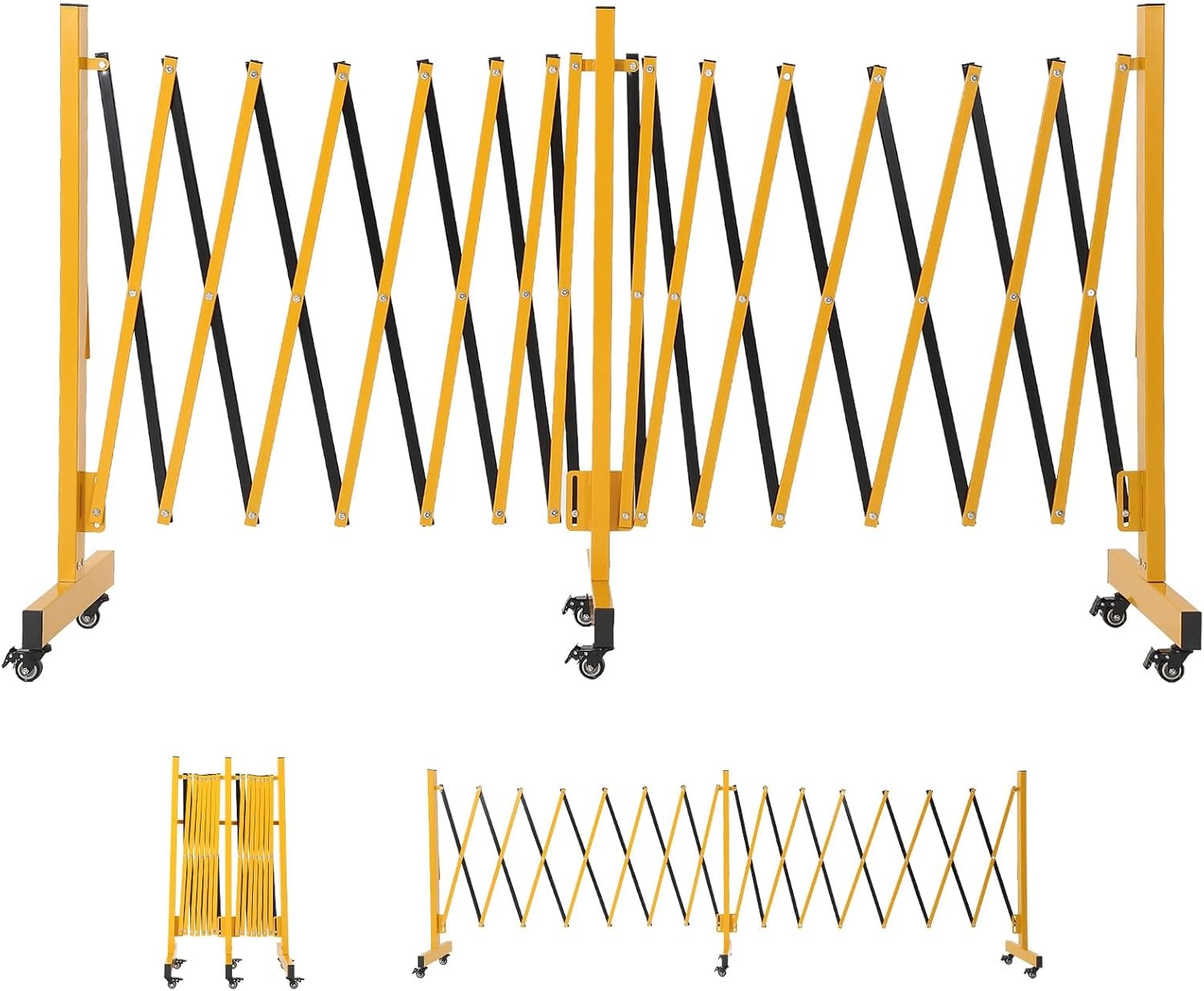image:image7FT Metal Expandable Mobile BarricadeIndustrial Folding Security Gate Driveway Gate Retractable Retractable Gate OutdoorFolding Safety Barricade with CastersYellow