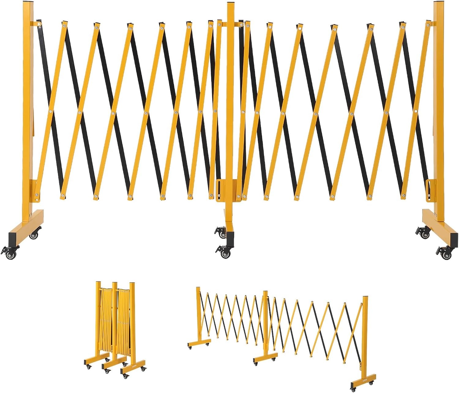 image:image7FT Metal Expandable Mobile BarricadeIndustrial Folding Security Gate Driveway Gate Retractable Retractable Gate OutdoorFolding Safety Barricade with CastersYellow