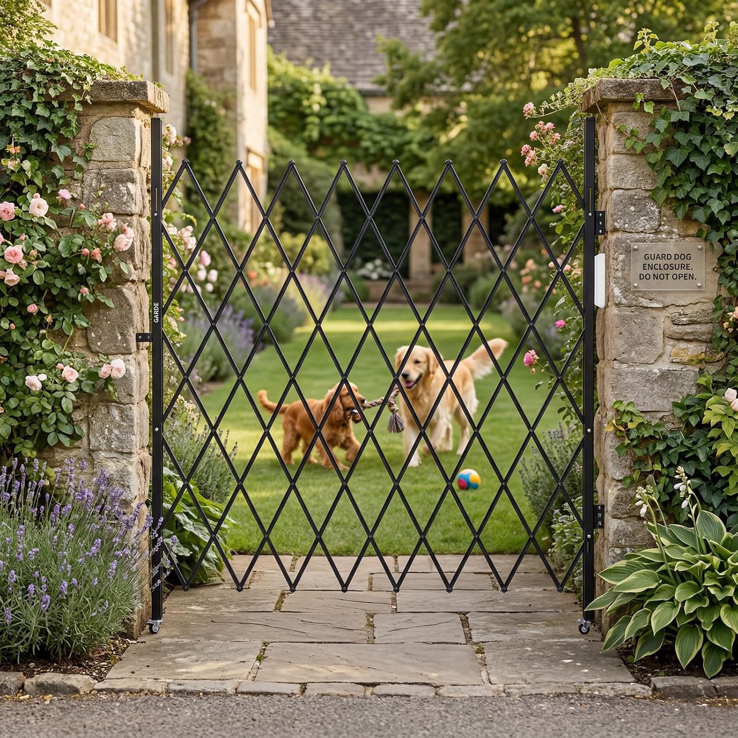 image:image7FT Metal Expandable Mobile BarricadeIndustrial Folding Security Gate Driveway Gate Retractable Retractable Gate OutdoorFolding Safety Barricade with CastersBlack