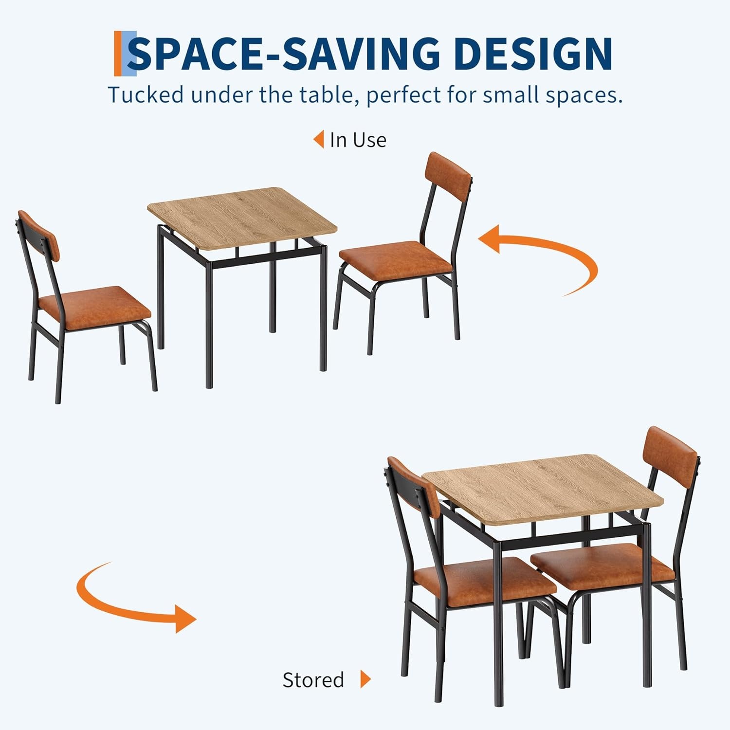 image:imageGarvee 5 Piece Dining Table Set Wooden Kitchen Table Set with 4 PU Upholstered Chair Industrial Metal Frame Dinette Set for Dining Room Home Dinner Party Apartment Studio Black GrayBrown
