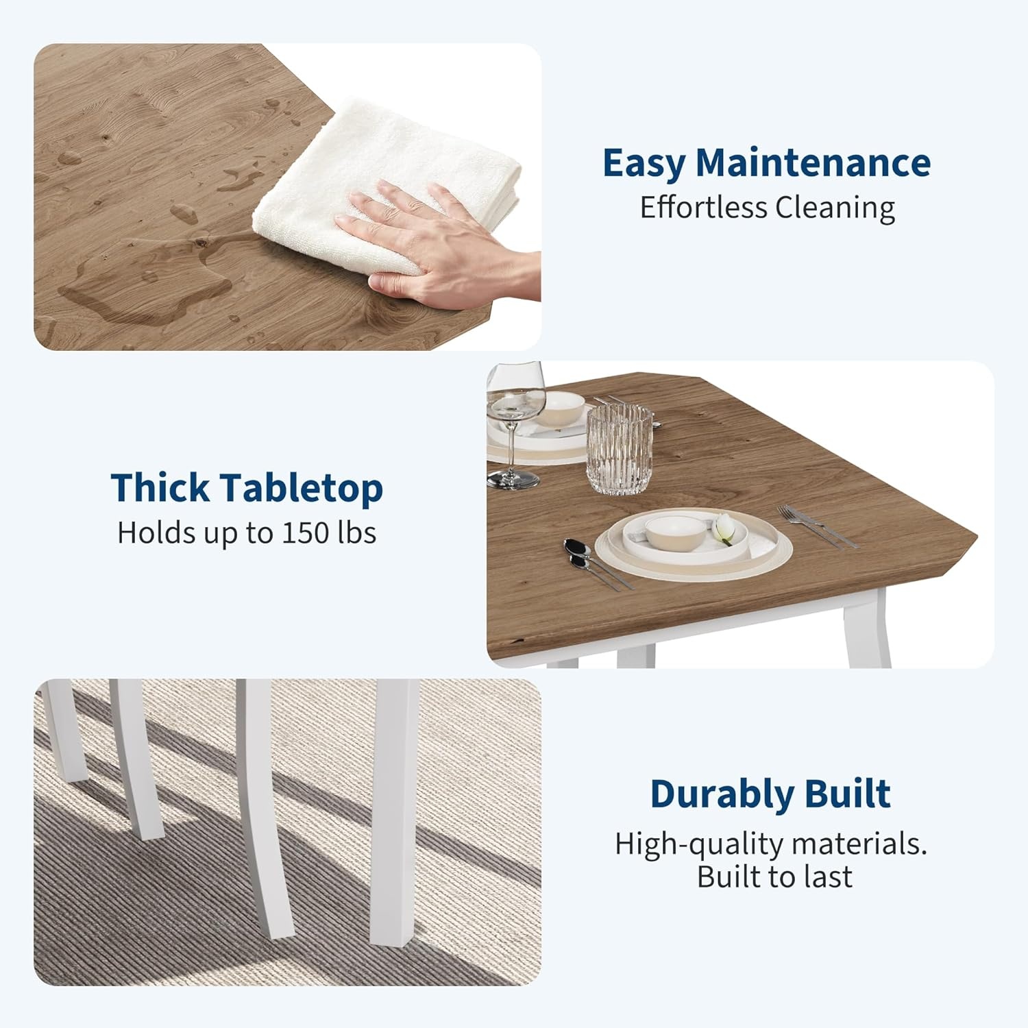 image:imageGarvee 5 Piece Dining Table Set Wooden Kitchen Table Set with 4 PU Upholstered Chair Industrial Metal Frame Dinette Set for Dining Room Home Dinner Party Apartment Studio Black GrayWood Seat White Tube Wood Grain