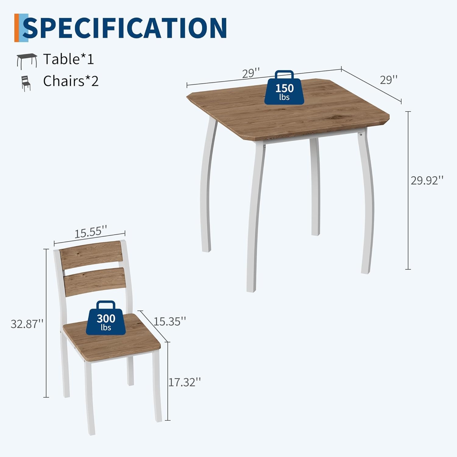 image:imageGarvee 5 Piece Dining Table Set Wooden Kitchen Table Set with 4 PU Upholstered Chair Industrial Metal Frame Dinette Set for Dining Room Home Dinner Party Apartment Studio Black GrayWood Seat White Tube Wood Grain