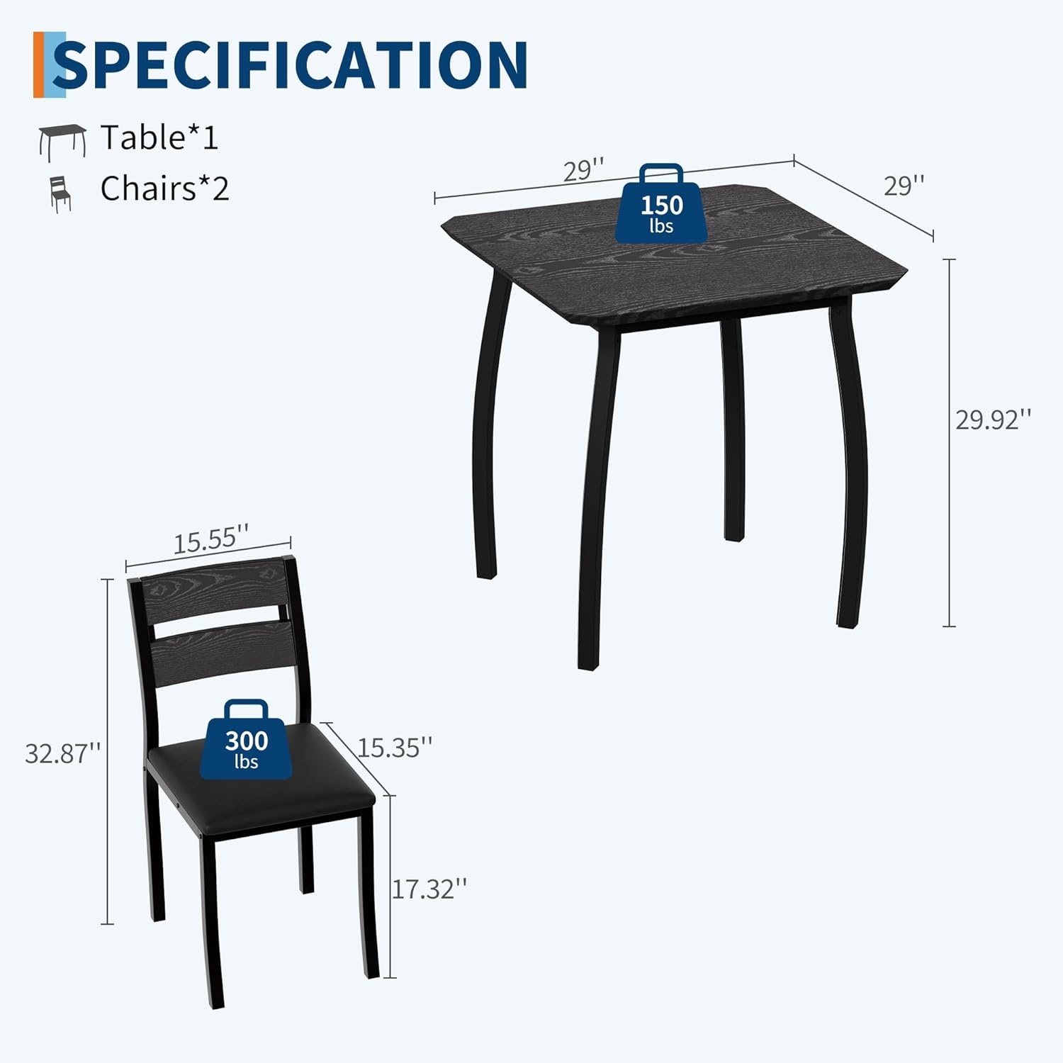 image:imageGarvee 5 Piece Dining Table Set Wooden Kitchen Table Set with 4 PU Upholstered Chair Industrial Metal Frame Dinette Set for Dining Room Home Dinner Party Apartment Studio Black GraySoft Seat Black Tube Black