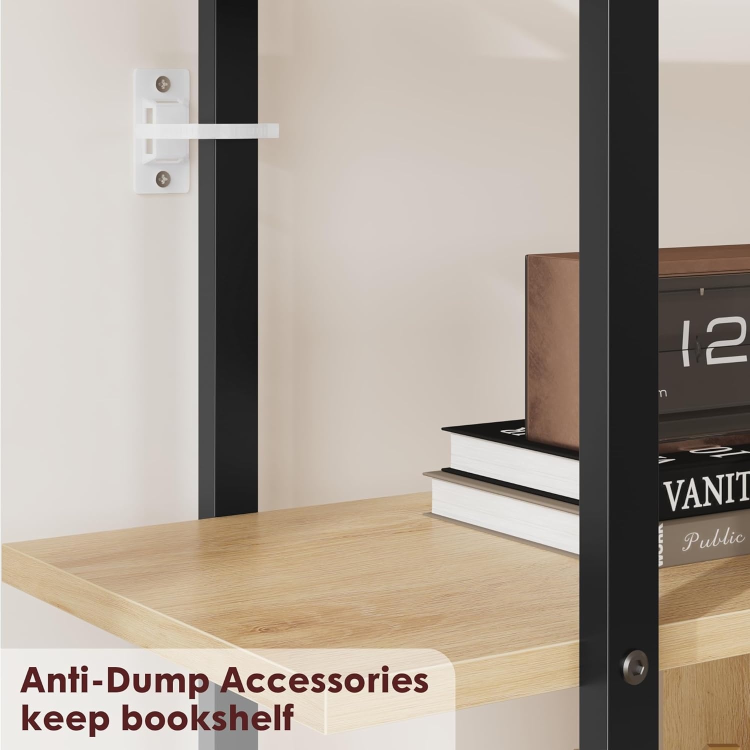 image:imageGarvee 5Tier Industrial Bookshelf with Rattan Cabinet 71 Inch Tall Bookcase Metal Frame Storage Shelf with 4 Open Shelves amp 1 Door for Living Room Bedroom BlackBurlywood