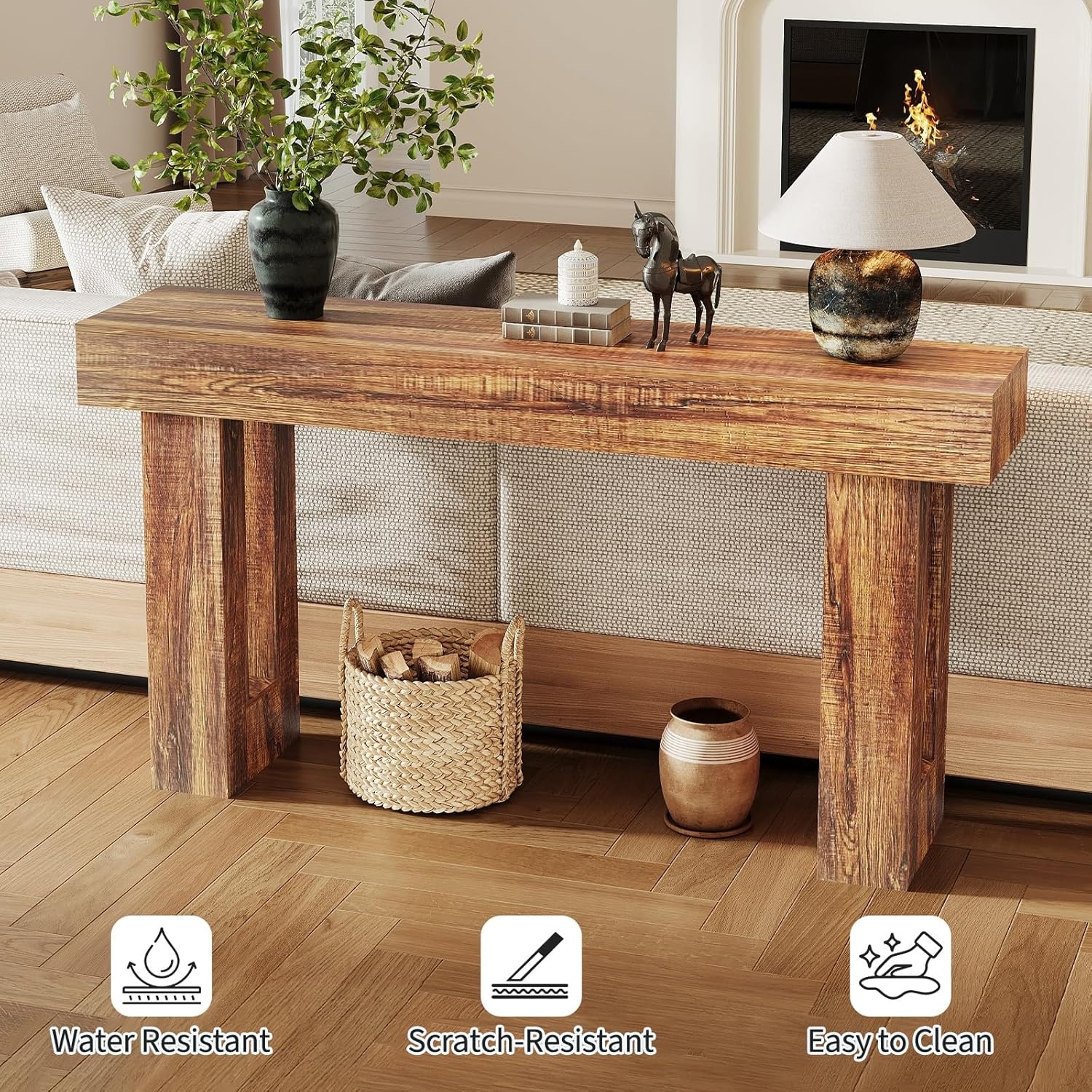image:imageGarvee 63 Long Narrow Rectangular Console Table Farmhouse Wood Entryway Table for Hallway Foyer amp Living Room Sofa Table Behind Couch Industrial Accent TableNaturalRusticbrown