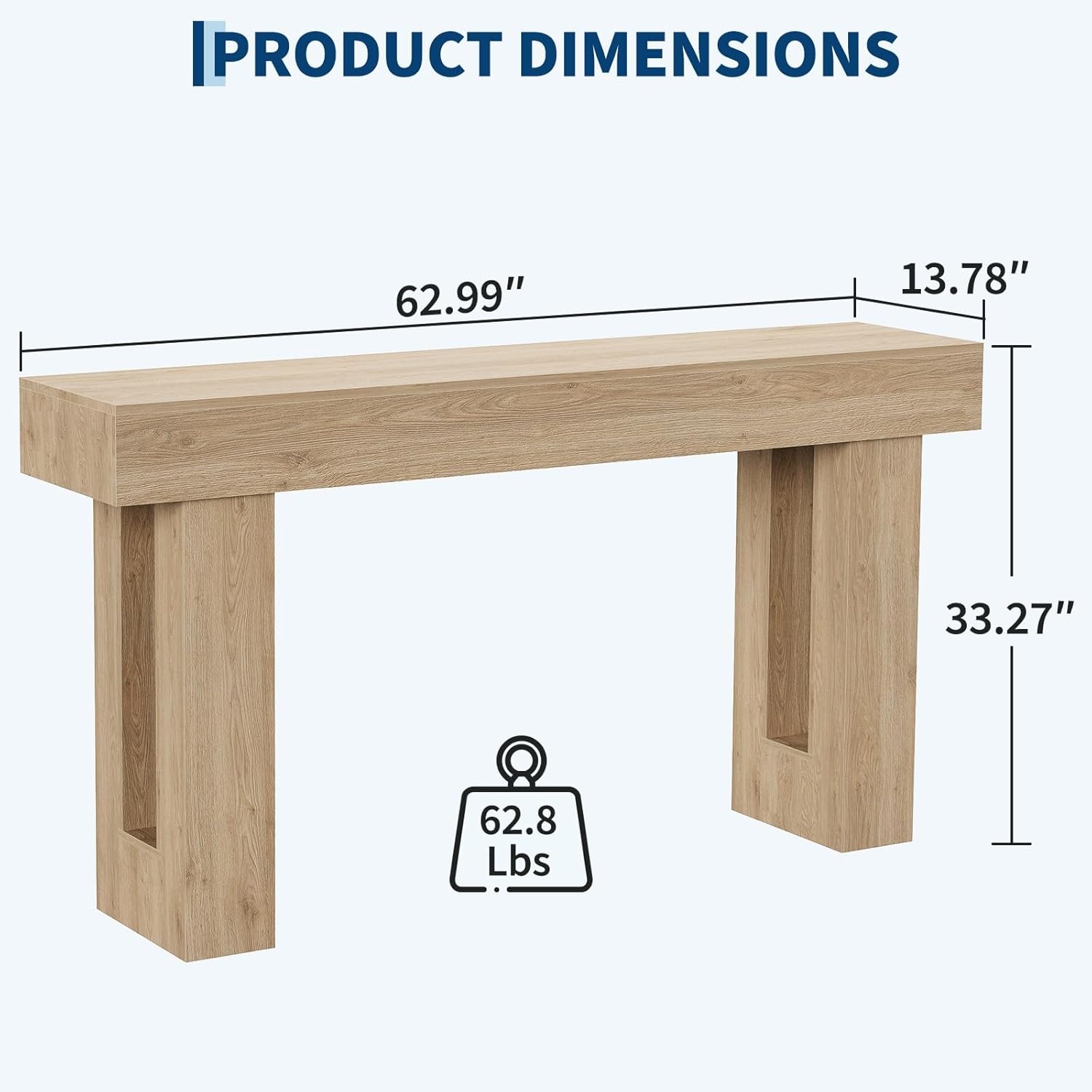image:imageGarvee 63 Long Narrow Rectangular Console Table Farmhouse Wood Entryway Table for Hallway Foyer amp Living Room Sofa Table Behind Couch Industrial Accent TableNaturalNatural