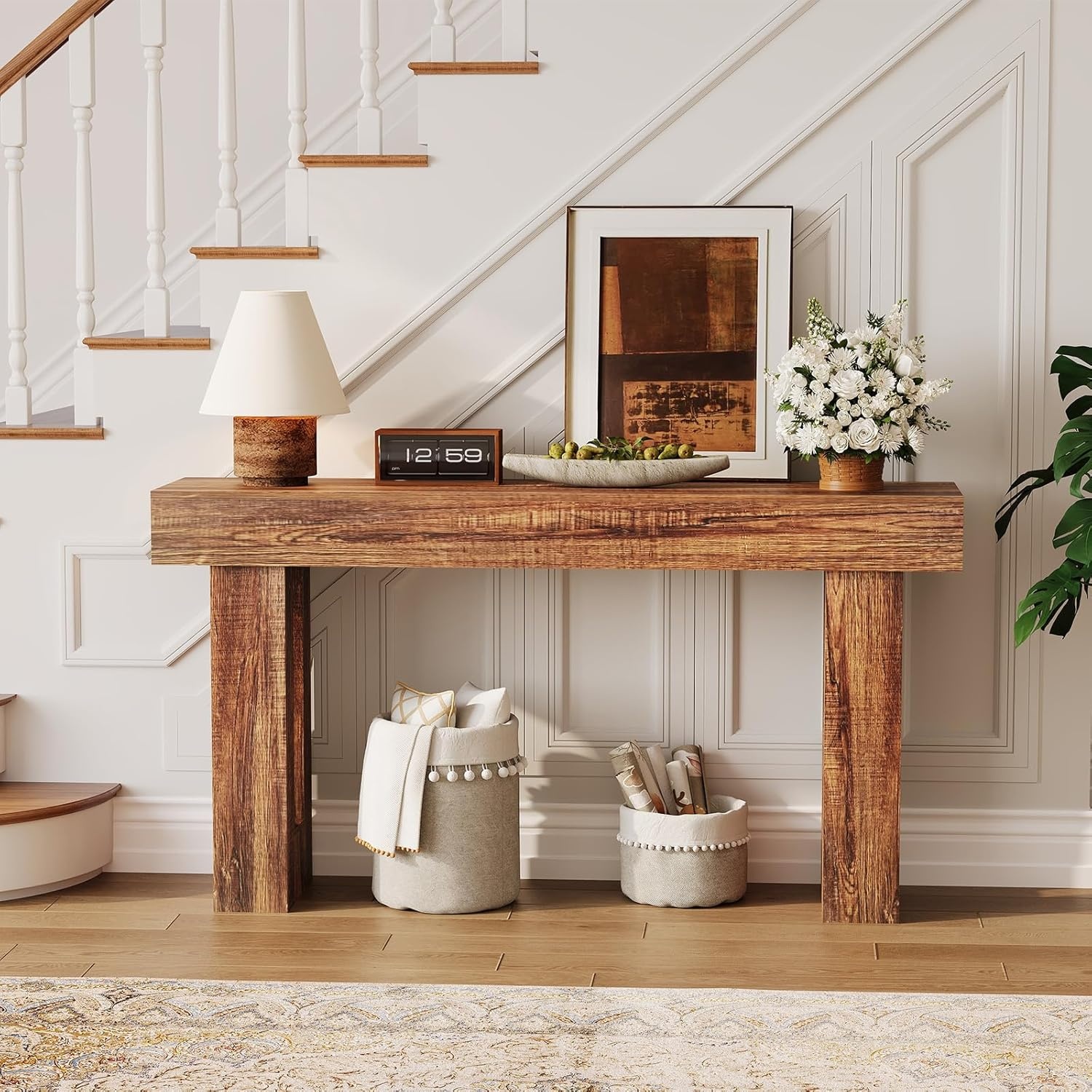 image:imageGarvee 63 Long Narrow Rectangular Console Table Farmhouse Wood Entryway Table for Hallway Foyer amp Living Room Sofa Table Behind Couch Industrial Accent TableNaturalRusticbrown