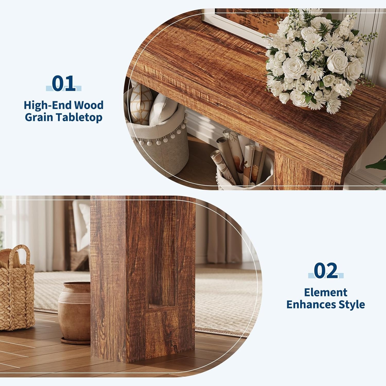 image:imageGarvee 63 Long Narrow Rectangular Console Table Farmhouse Wood Entryway Table for Hallway Foyer amp Living Room Sofa Table Behind Couch Industrial Accent TableNaturalRusticbrown