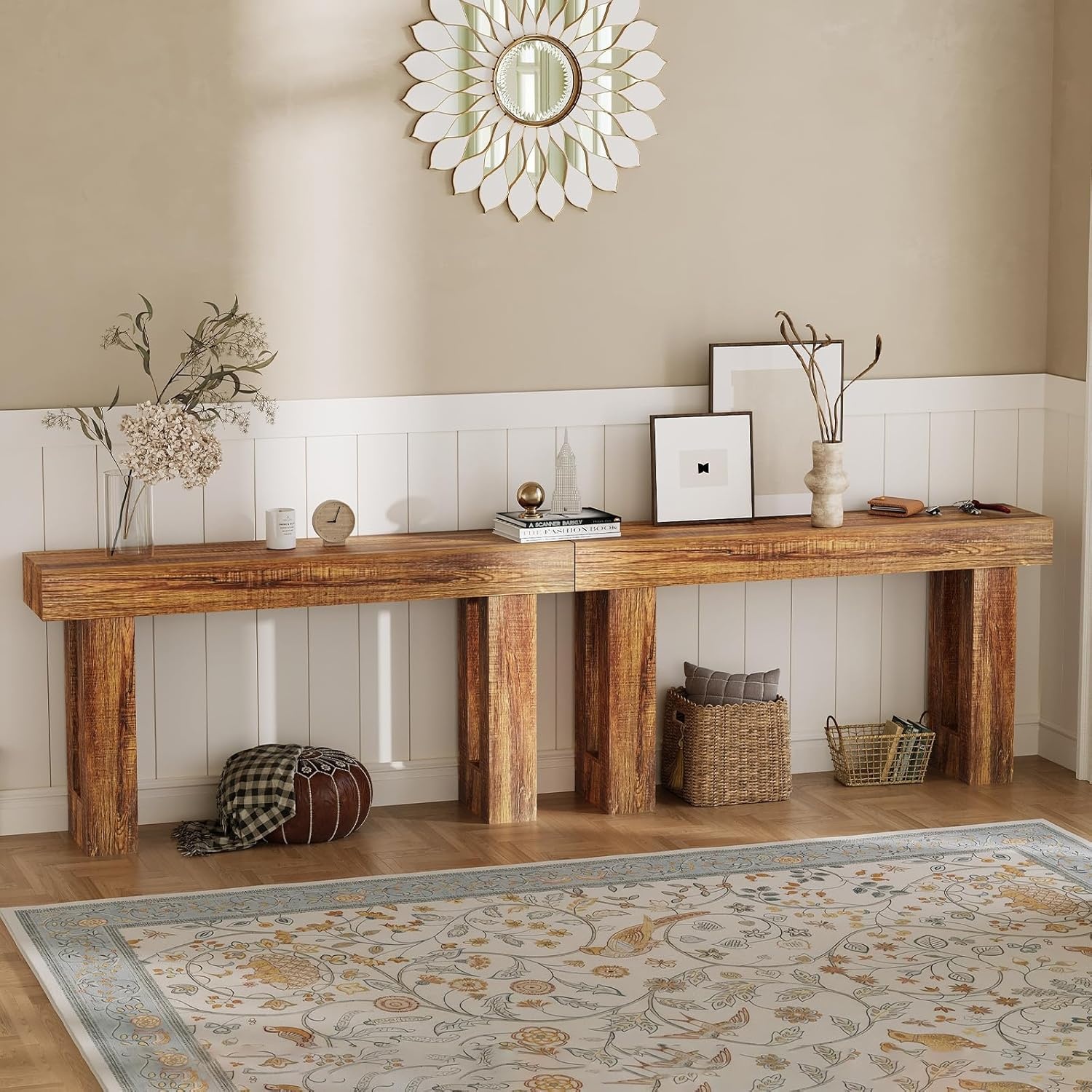 image:imageGarvee 63 Long Narrow Rectangular Console Table Farmhouse Wood Entryway Table for Hallway Foyer amp Living Room Sofa Table Behind Couch Industrial Accent TableNaturalRusticbrown