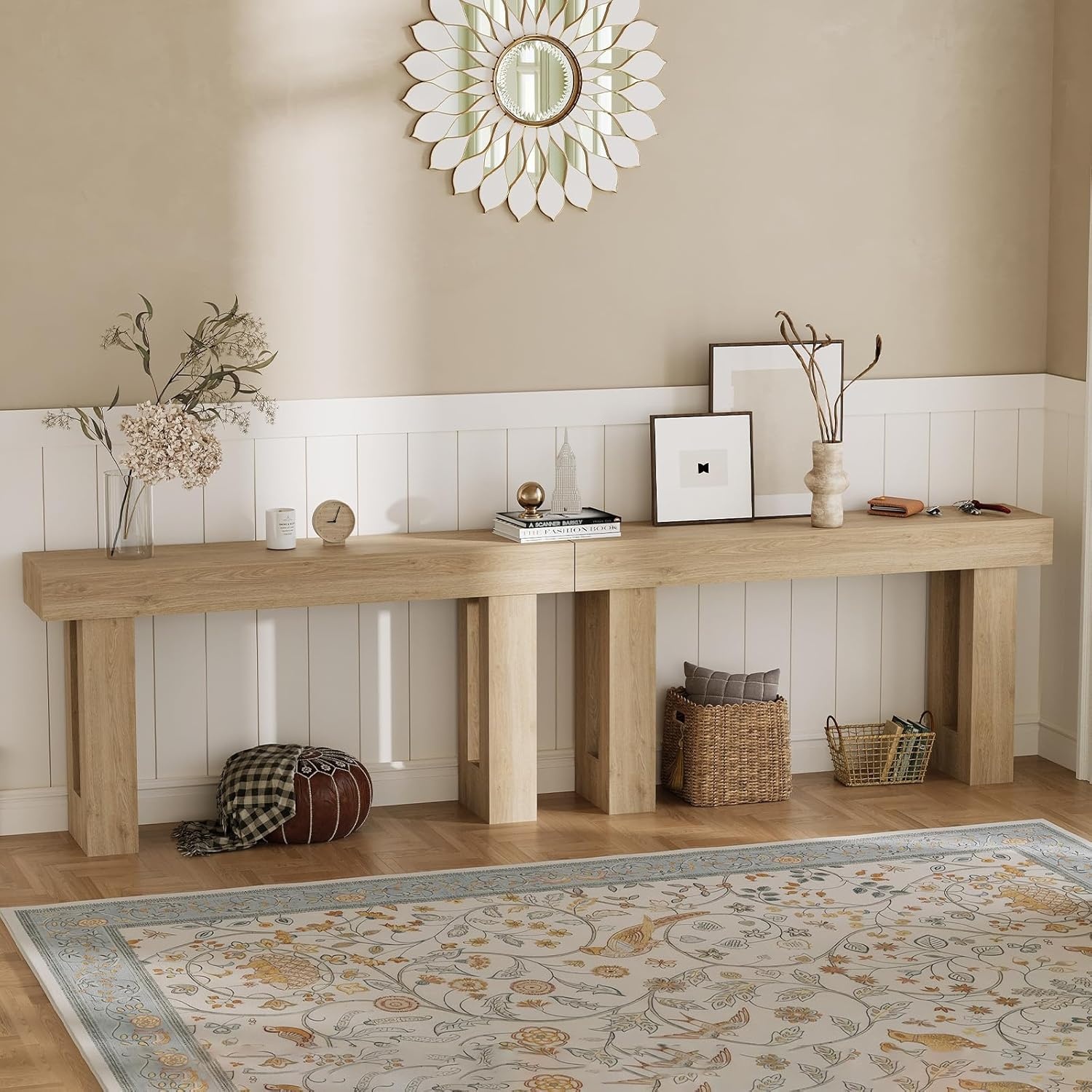 image:imageGarvee 63 Long Narrow Rectangular Console Table Farmhouse Wood Entryway Table for Hallway Foyer amp Living Room Sofa Table Behind Couch Industrial Accent TableNaturalNatural
