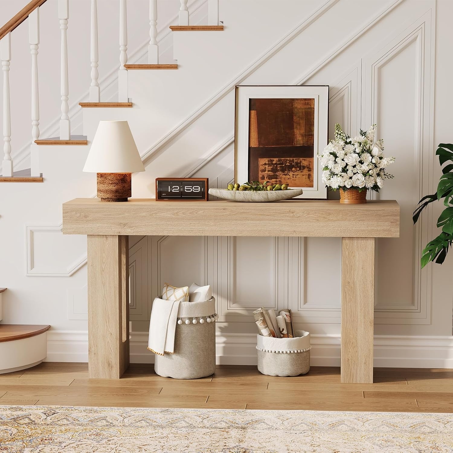 image:imageGarvee 63 Long Narrow Rectangular Console Table Farmhouse Wood Entryway Table for Hallway Foyer amp Living Room Sofa Table Behind Couch Industrial Accent TableNaturalNatural
