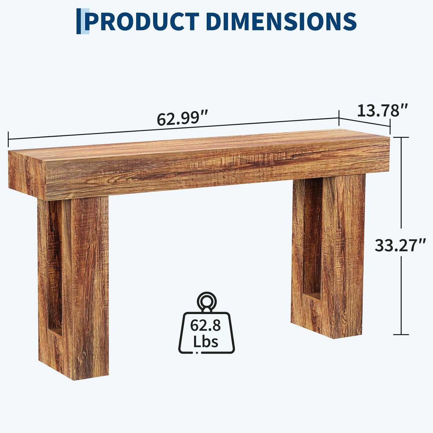 image:imageGarvee 63 Long Narrow Rectangular Console Table Farmhouse Wood Entryway Table for Hallway Foyer amp Living Room Sofa Table Behind Couch Industrial Accent TableNaturalRusticbrown