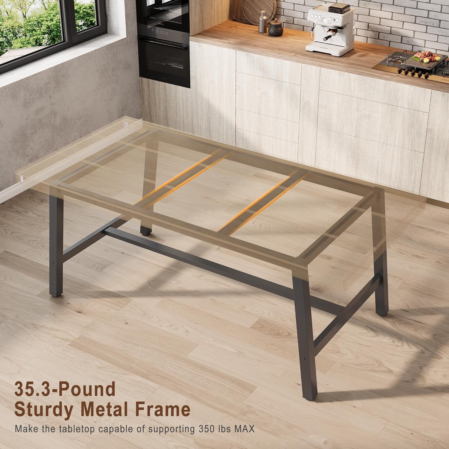 image:imageGarvee 7087 Inch Computer Desk Extra Long Office Desk for 2 Monitors Heavy Duty Industrial Study Table for Home Office Large Rustic Wooden Metal Workstation NaturalNatural