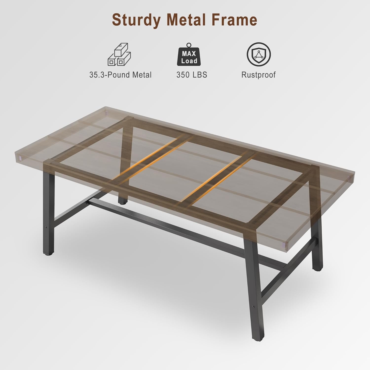 image:imageGarvee 7087 Inch Computer Desk Extra Long Office Desk for 2 Monitors Heavy Duty Industrial Study Table for Home Office Large Rustic Wooden Metal Workstation NaturalRetro Brown
