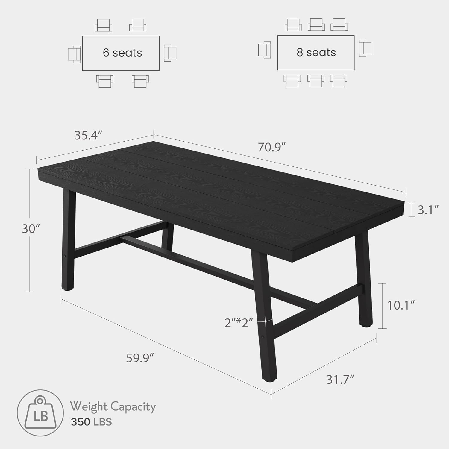 image:imageGarvee 7087 Inch Computer Desk Extra Long Office Desk for 2 Monitors Heavy Duty Industrial Study Table for Home Office Large Rustic Wooden Metal Workstation NaturalBlack