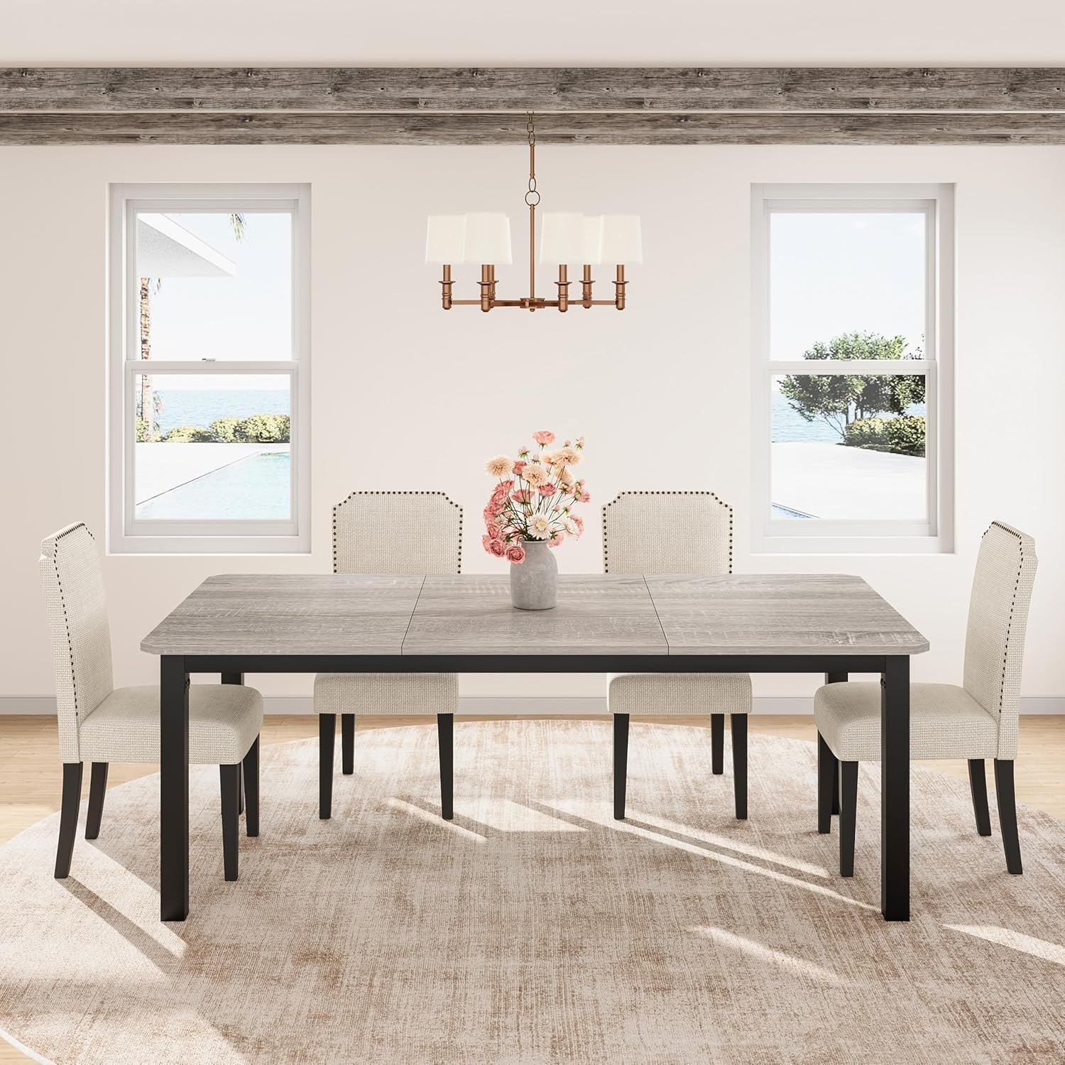 image:imageGarvee 787 Inch Industrial Dining Table for 68 People Large Dinner Kitchen Tables with Sturdy Metal Frame MultiUse for Dining Room Living Room Indoor Restaurant Office Desk Only TableLight Gray