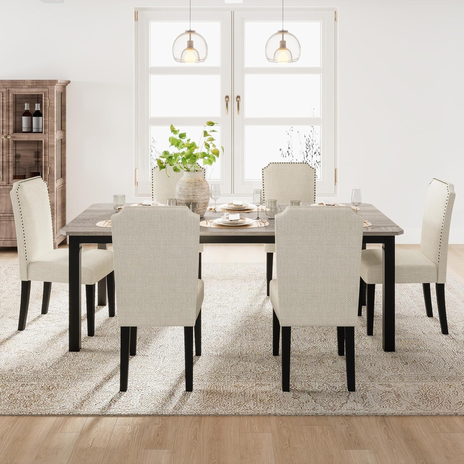 image:imageGarvee 787 Inch Industrial Dining Table for 68 People Large Dinner Kitchen Tables with Sturdy Metal Frame MultiUse for Dining Room Living Room Indoor Restaurant Office Desk Only TableLight Gray