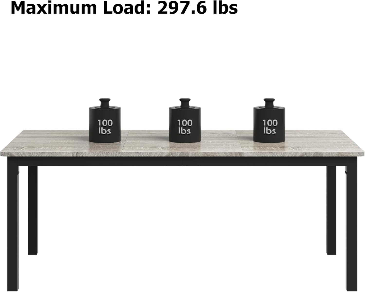 image:imageGarvee Industrial Dining Table for 68 People 7179 in Inch Long Kitchen Table with Sturdy Metal Frame amp Round Corner Rectangular Counter for Dinner Easy to InstallOnly TableGrey Desktop Black Frame