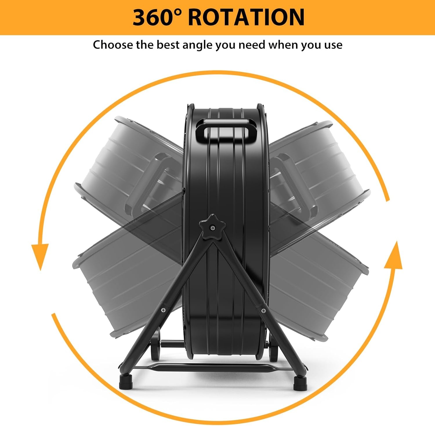 image:imageGarvee Industrial Floor Fan 24 in Heavy Duty Drum Fan with Adjustable 3 Speed 48008800 CFM Cooling Metal Blades amp 360 Rotation for Industrial Commercial Space Garage Warehouse WorkshopBlack