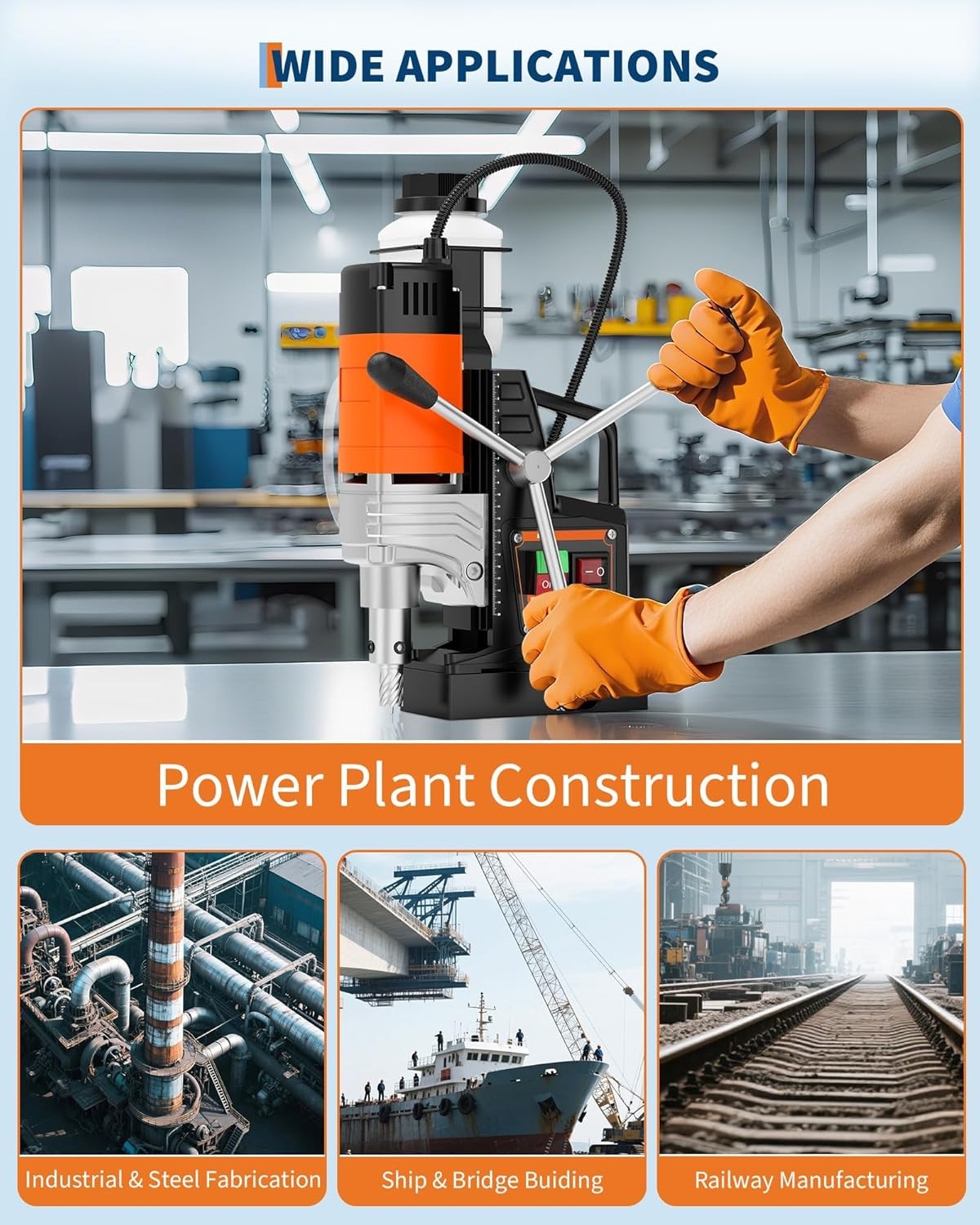 image:imageGarvee Magnetic Drill 1750W 2 Boring Diameter 2922lbf Power Portable Magnetic 810 PRM 10Speedwith 10Pcs Drill Bits 3Pcs Twist Drill and 1Pcs Plastic Box for Metal Surface Industrial1750W2