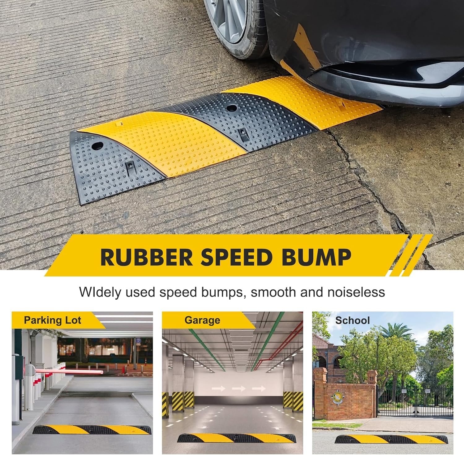 image:imageGarvee Recycled Rubber Speed Bump 33 ft 2Pack IndustrialGrade for Asphalt Temporary Use for Driveways 6 cm High for Gravel Roads Durable Rubber Design Ideal for Neighborhood Roads