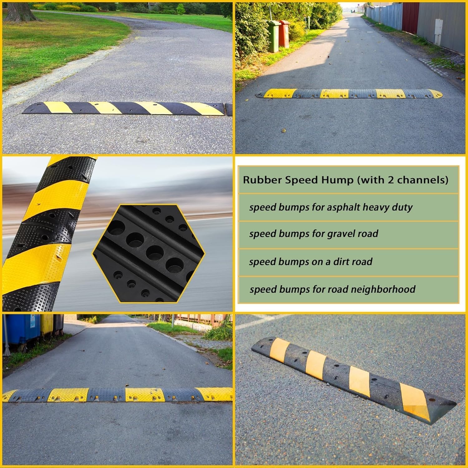image:imageGarvee Recycled Rubber Speed Bump 33 ft 2Pack IndustrialGrade for Asphalt Temporary Use for Driveways 6 cm High for Gravel Roads Durable Rubber Design Ideal for Neighborhood Roads