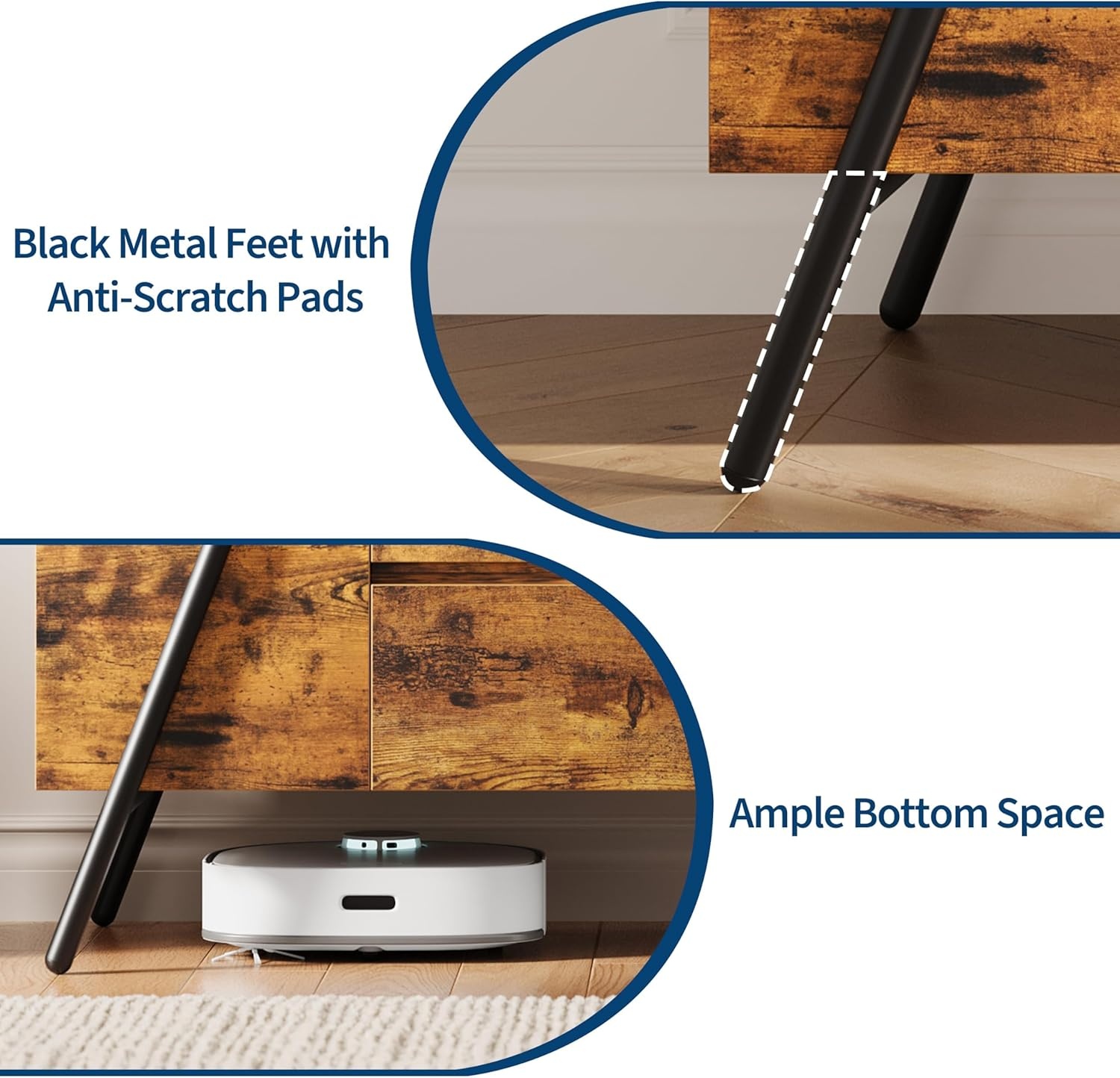 image:imageGarvee Rustic TV Stand for 5065 Inch TVs 5512 Inch Entertainment Center with 2 Drawers amp Adjustable Open Shelves Industrial Media Console with Metal Legs for Living Room Burnt WoodBurnt Wood