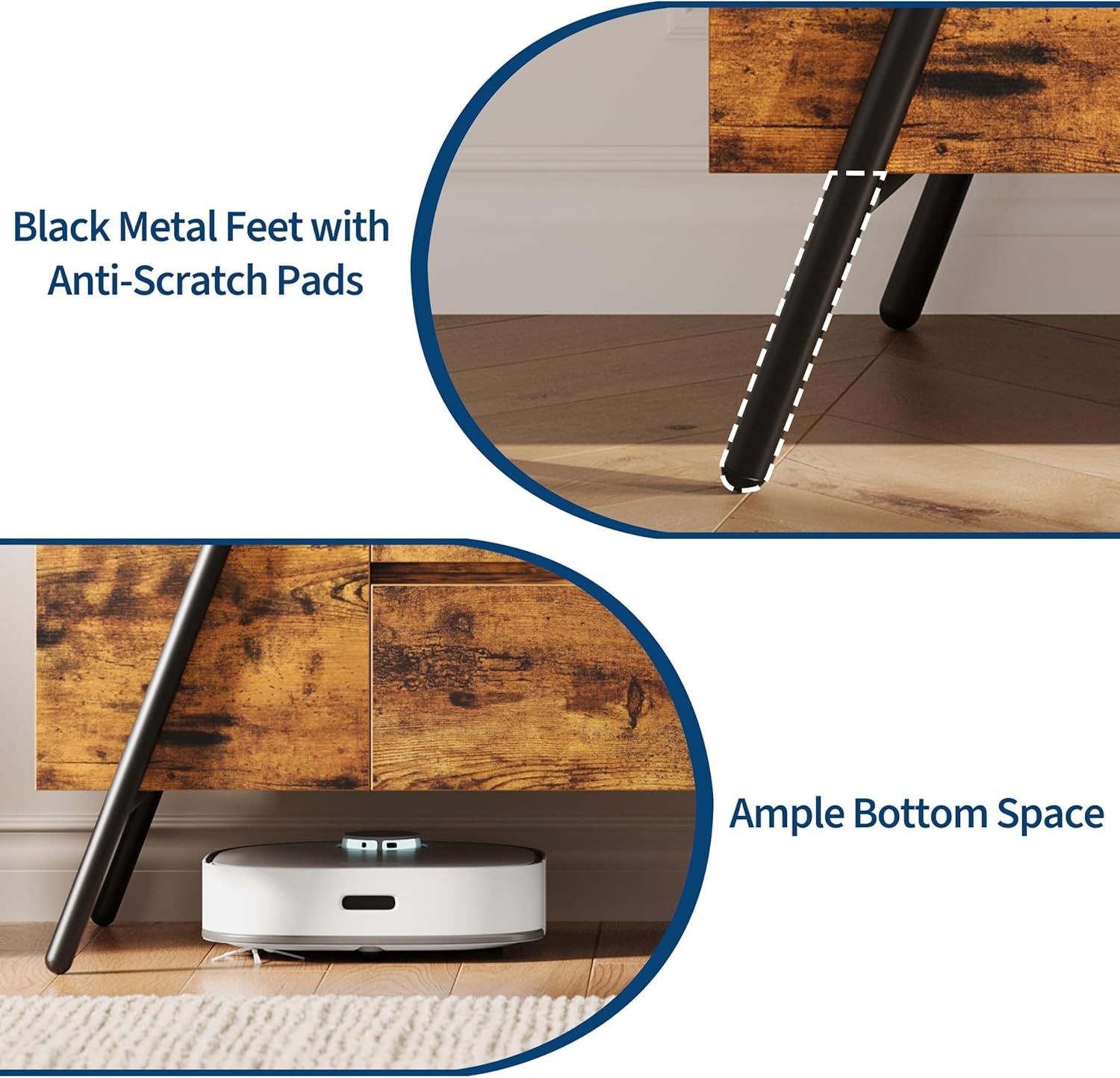 image:imageGarvee Rustic TV Stand for 5065 Inch TVs 5512 Inch Entertainment Center with 2 Drawers amp Adjustable Open Shelves Industrial Media Console with Metal Legs for Living Room Burnt WoodBurnt Wood