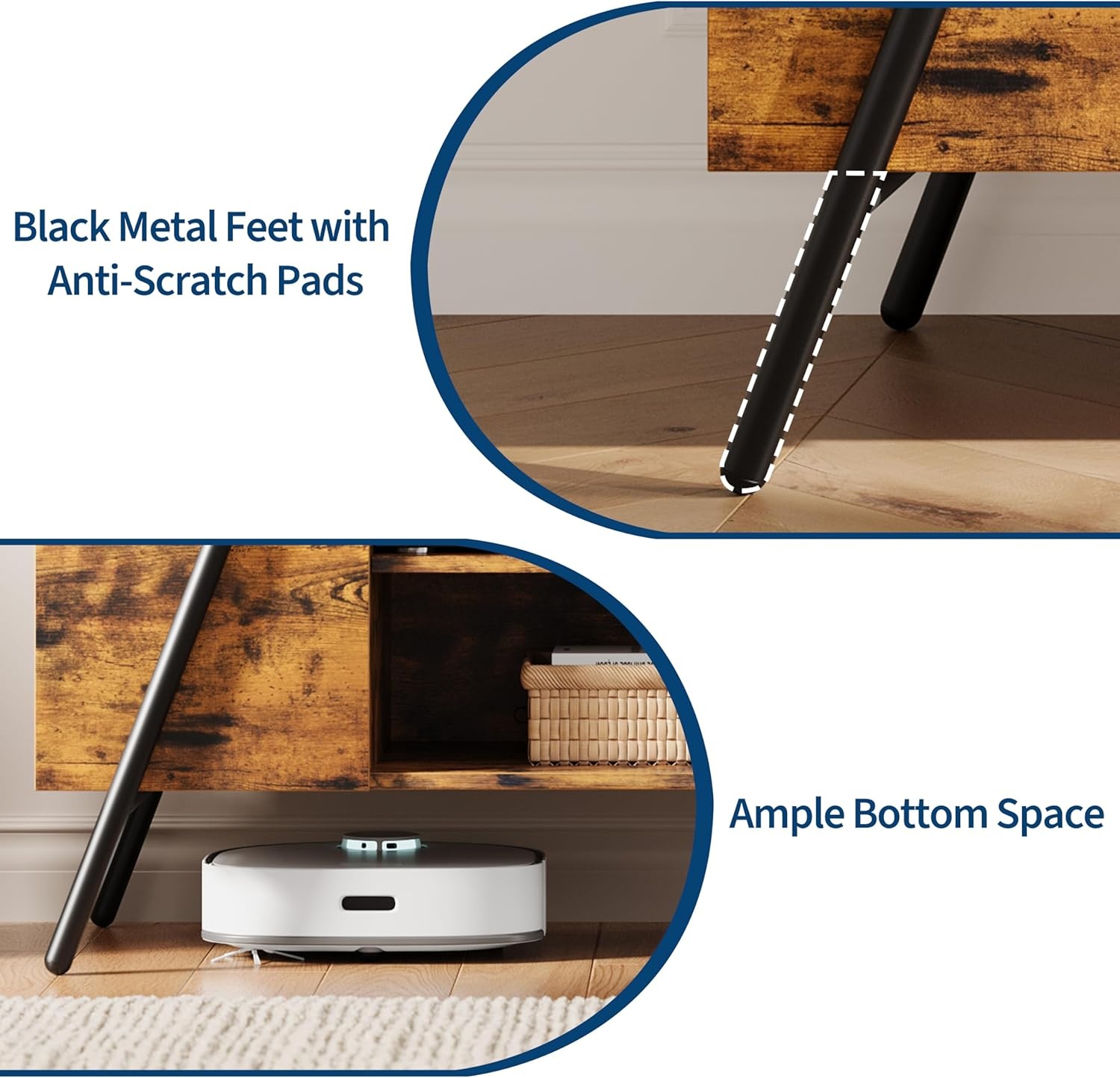 image:imageGarvee TV Stand for 5065 TVs Rustic Industrial Wooden Media Console Adjustable Open Shelves Cable Management AntiScratch Metal Legs Living Room Storage Cabinet 5512 Weathered OakBurnt Wood