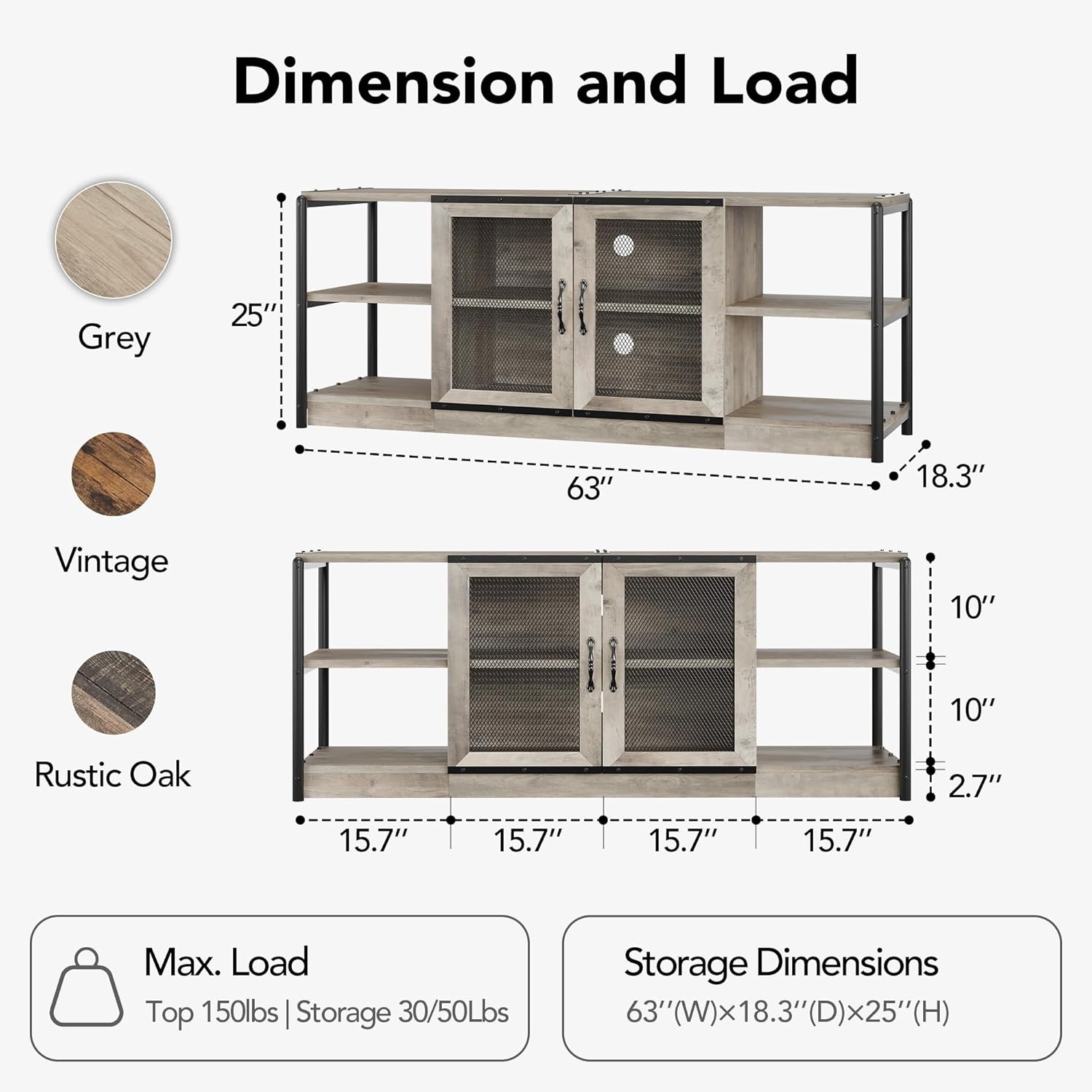 image:imageGarvee TV StandEntertainment Center Up to 75 in TVTV Console with Storage Cabinet and Mesh Door Industrial Console TV Table Media Used for Living RoomampBedroom 71 in Rustic GreyRustic Grey