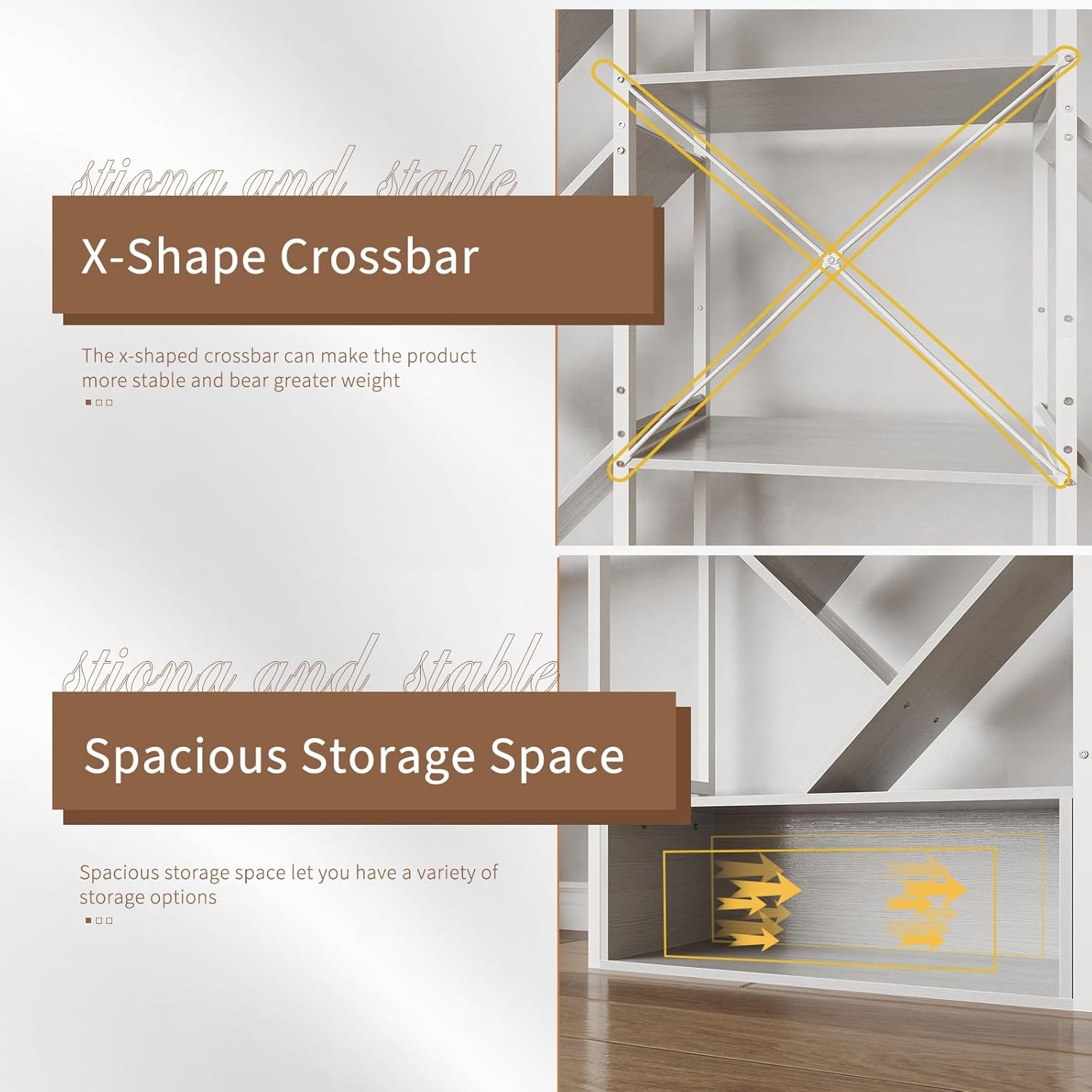 image:imageGarvee Triple 6 Tier Bookshelf Large Bookcase Industrial Bookshelf with 24 Open Display Shelves Industrial Tree Bookshelf Wooden Tall Standing Bookshelf for Living Room Home Office BlackWhite