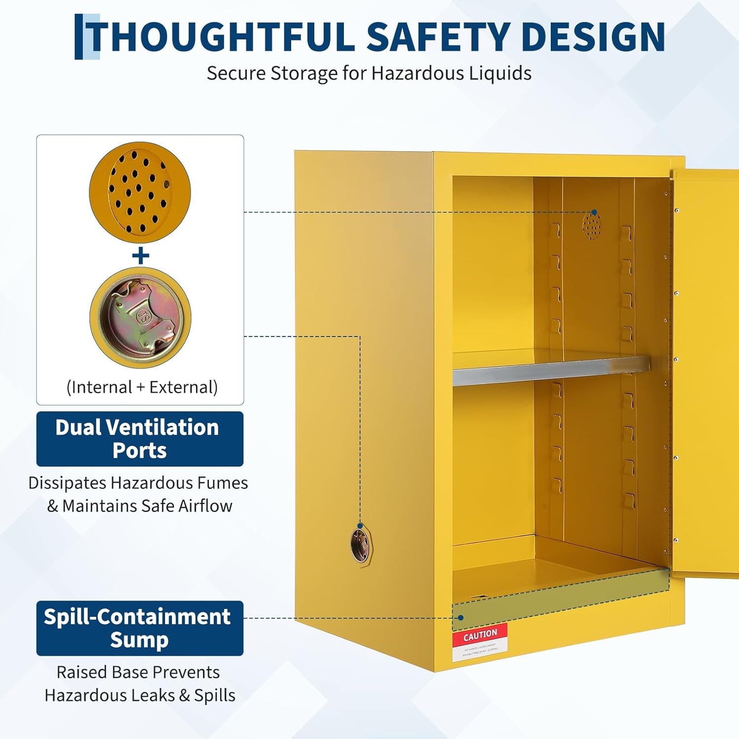 image:imageHazardous Storage Cabinets Flammable Cabinet ColdRolled Steel Flammable Liquid Storage Cabinet Auto Closing Door for Industrial Use Flammable Safety Cabinet ColdRolled Steel Fire Resistant18x23x65 inch