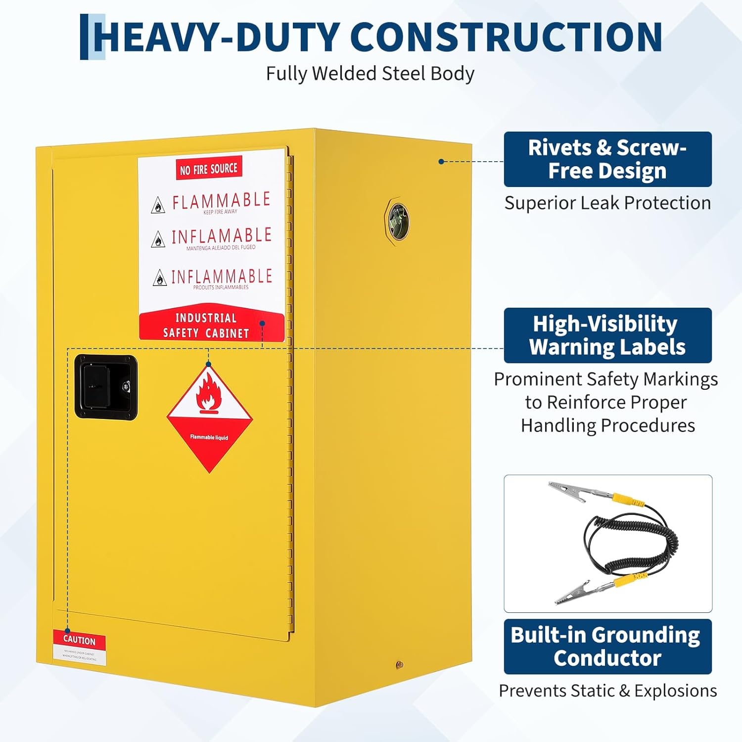 image:imageHazardous Storage Cabinets Flammable Cabinet ColdRolled Steel Flammable Liquid Storage Cabinet Auto Closing Door for Industrial Use Flammable Safety Cabinet ColdRolled Steel Fire Resistant17x17x22 inch