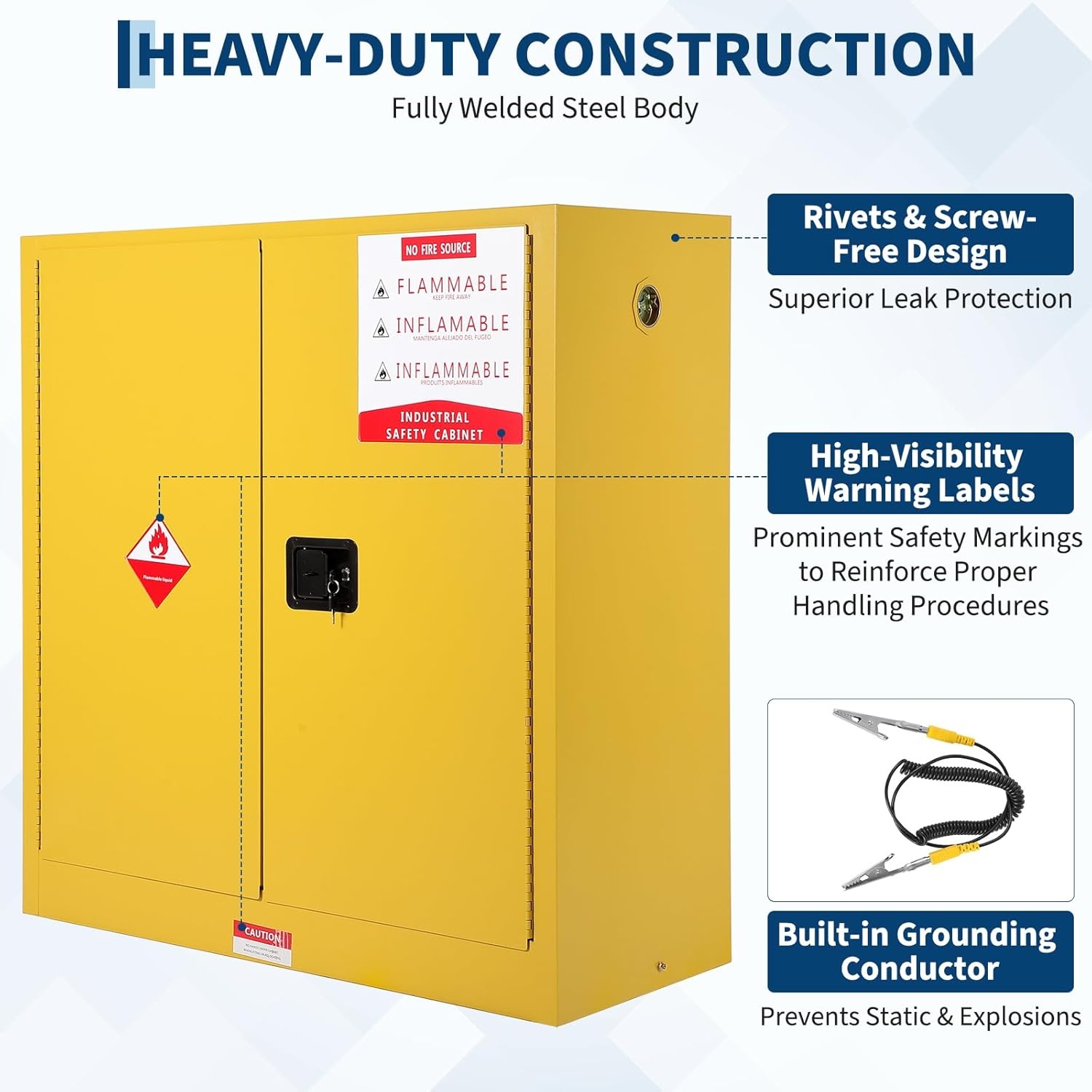 image:imageHazardous Storage Cabinets Flammable Cabinet ColdRolled Steel Flammable Liquid Storage Cabinet Auto Closing Door for Industrial Use Flammable Safety Cabinet ColdRolled Steel Fire Resistant18x43x44 inch