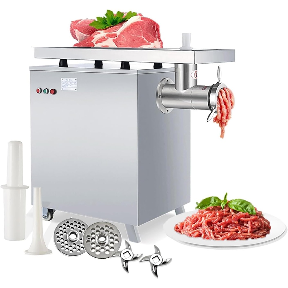 image:image1500W Commercial Electric Meat Grinder Heavy Duty Stainless Steel Mincer with 770 Lbs Per Hour Output Industrial Food Processing Machine with 2 Blades 2 Grifting Plates and Sausage Stuffer3000W