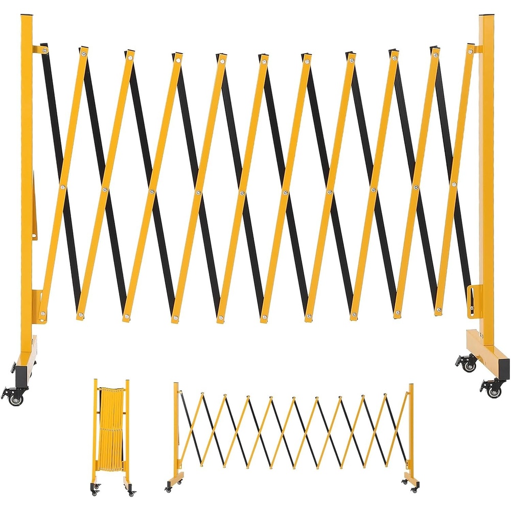 image:image7FT Metal Expandable Mobile BarricadeIndustrial Folding Security Gate Driveway Gate Retractable Retractable Gate OutdoorFolding Safety Barricade with CastersYellow