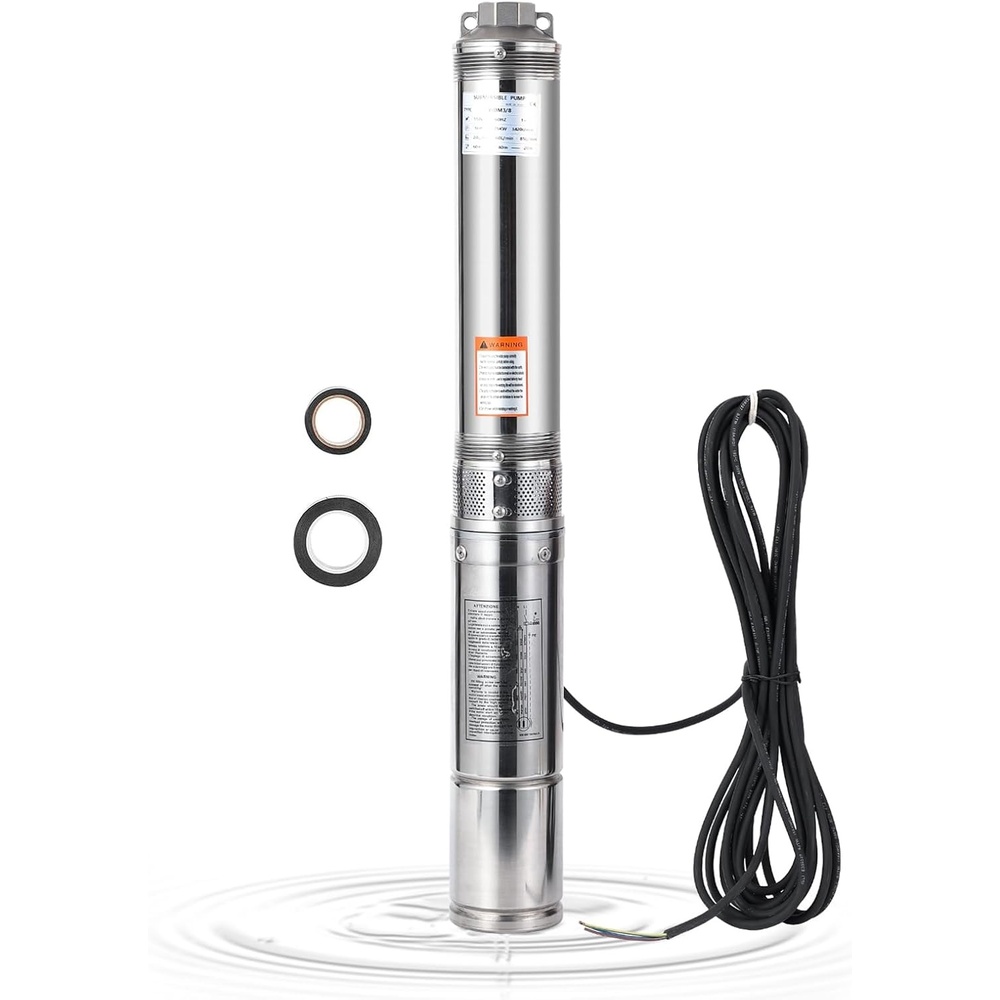 image:imageGarvee Submersible Deep Well Pump 1HP 110V60Hz 27GPM 204 ft Head Stainless Steel Water Pump with Additional Brass Check Valve and 10 ft Power Cord for Irrigation Industrial amp Home Use1HP 110V60Hz